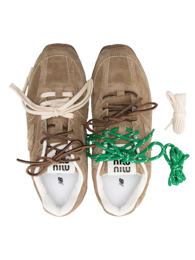 Brown Logo Patch Suede Sneakers