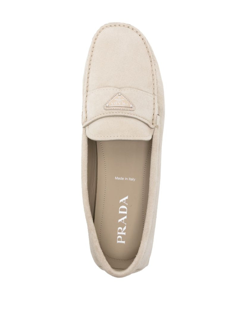 Beige Leather Driving Shoes