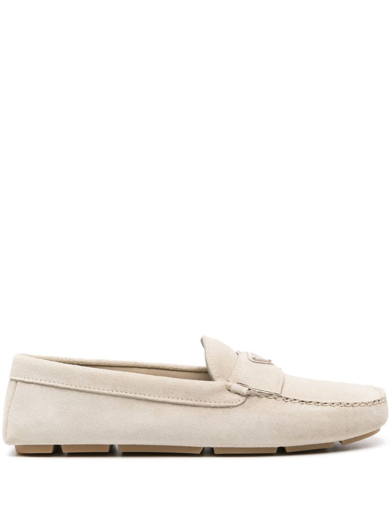Beige Leather Driving Shoes