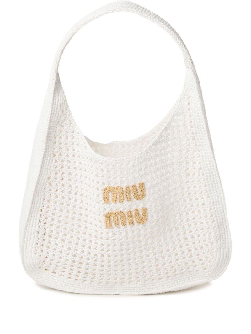 White Logo Crochet Tote Bag