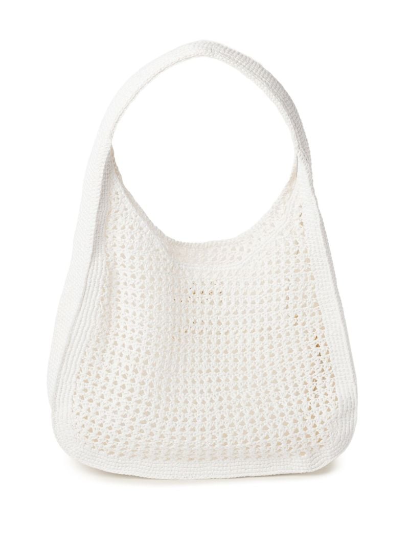 White Logo Crochet Tote Bag