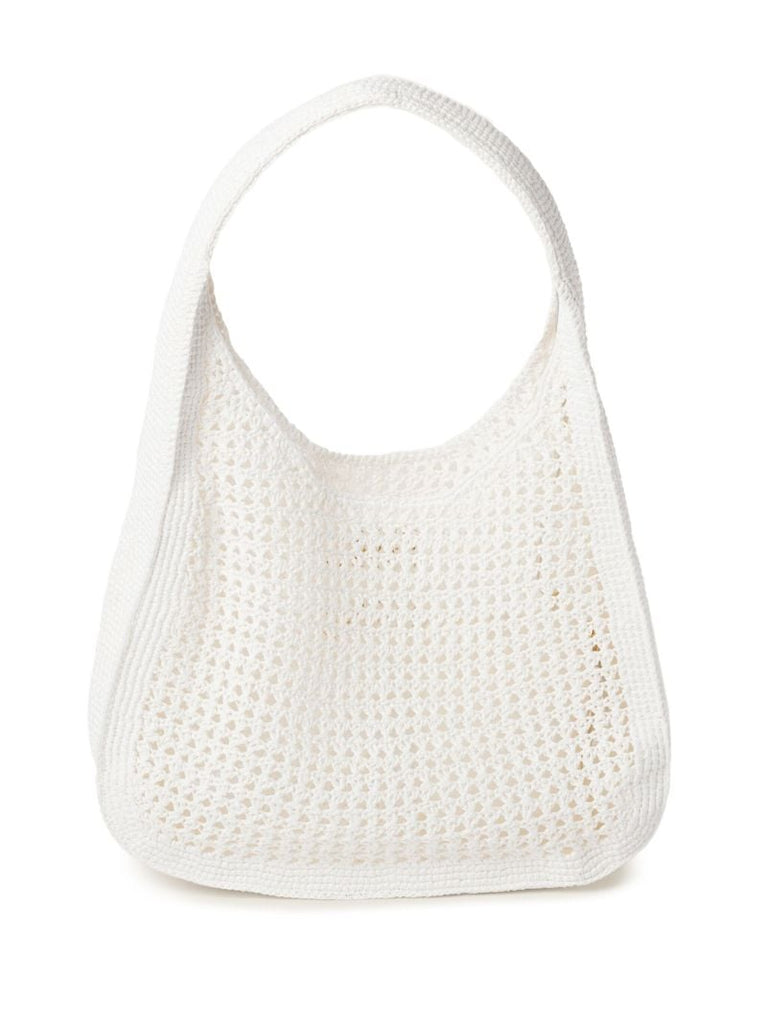 White Logo Crochet Tote Bag