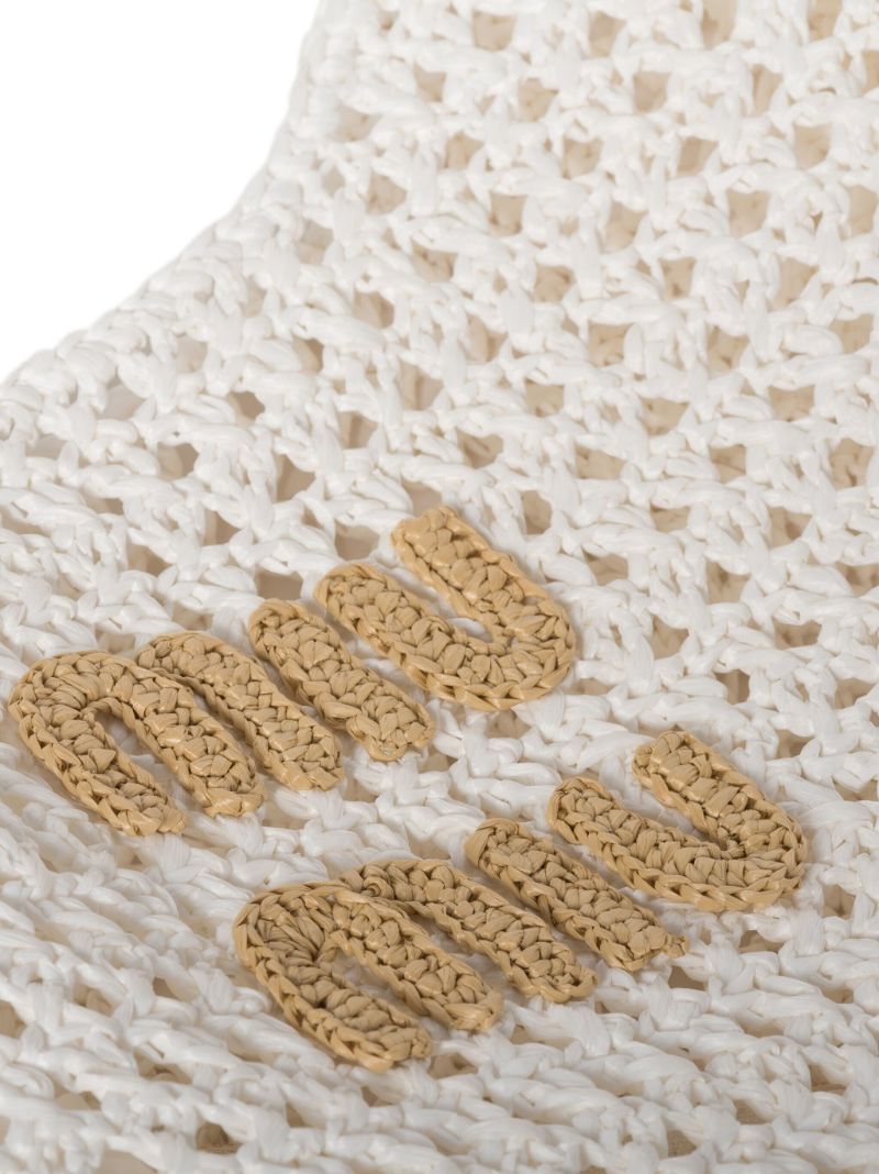 White Logo Crochet Tote Bag