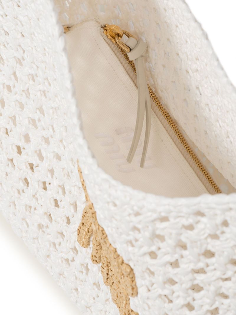White Logo Crochet Tote Bag