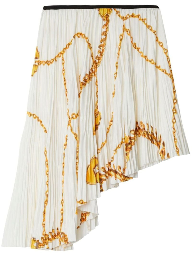 White Shield Hardware Pleated Skirt