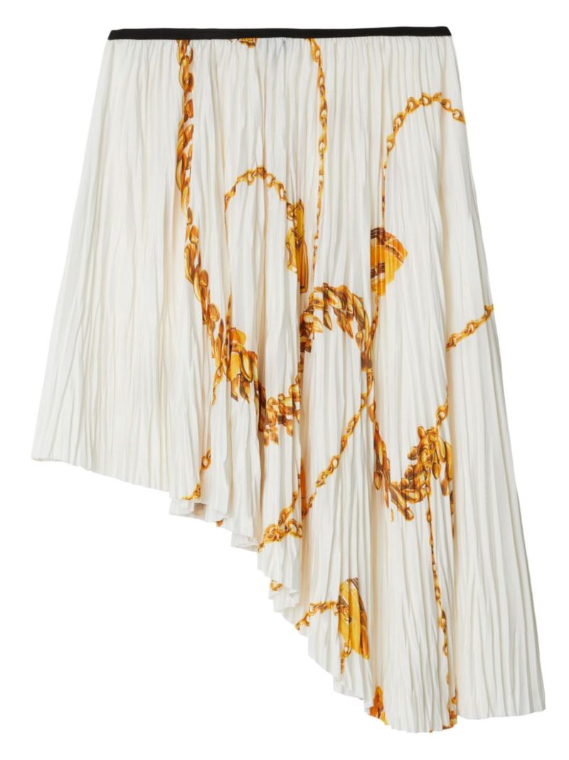 White Shield Hardware Pleated Skirt