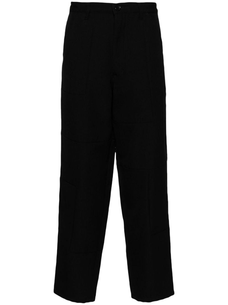 Black Tapered Wool Gabardine Trousers