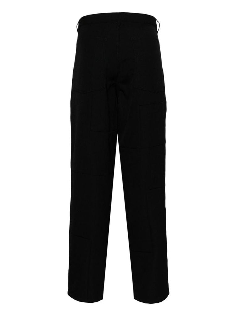 Black Tapered Wool Gabardine Trousers