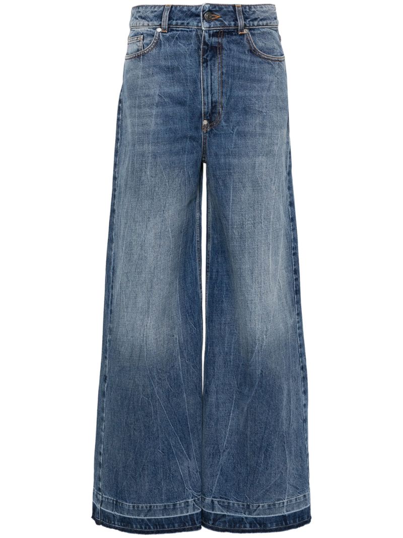Blue High-rise Wide-leg Jeans