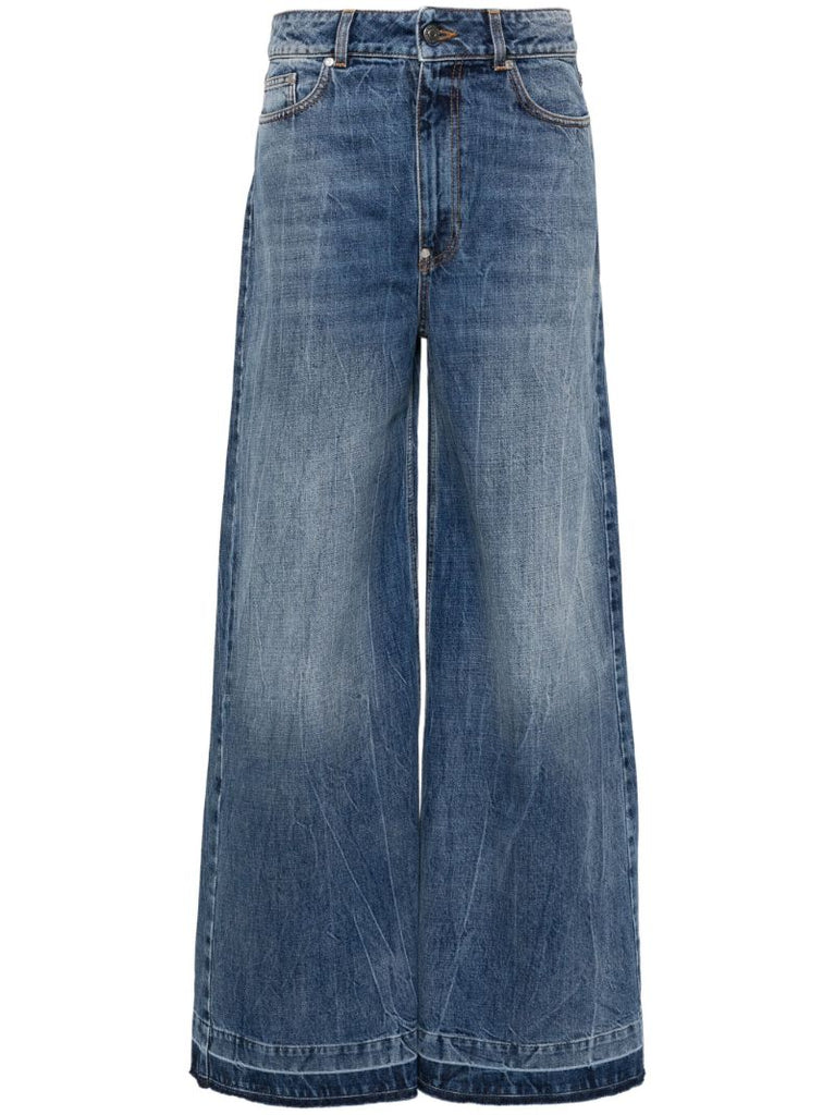 Blue High-rise Wide-leg Jeans