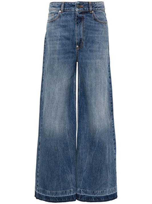Blue High-rise Wide-leg Jeans