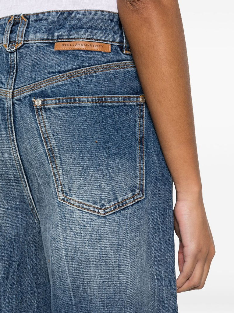 Blue High-rise Wide-leg Jeans