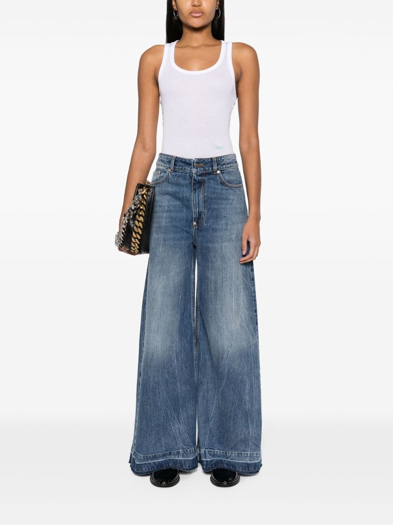 Blue High-rise Wide-leg Jeans