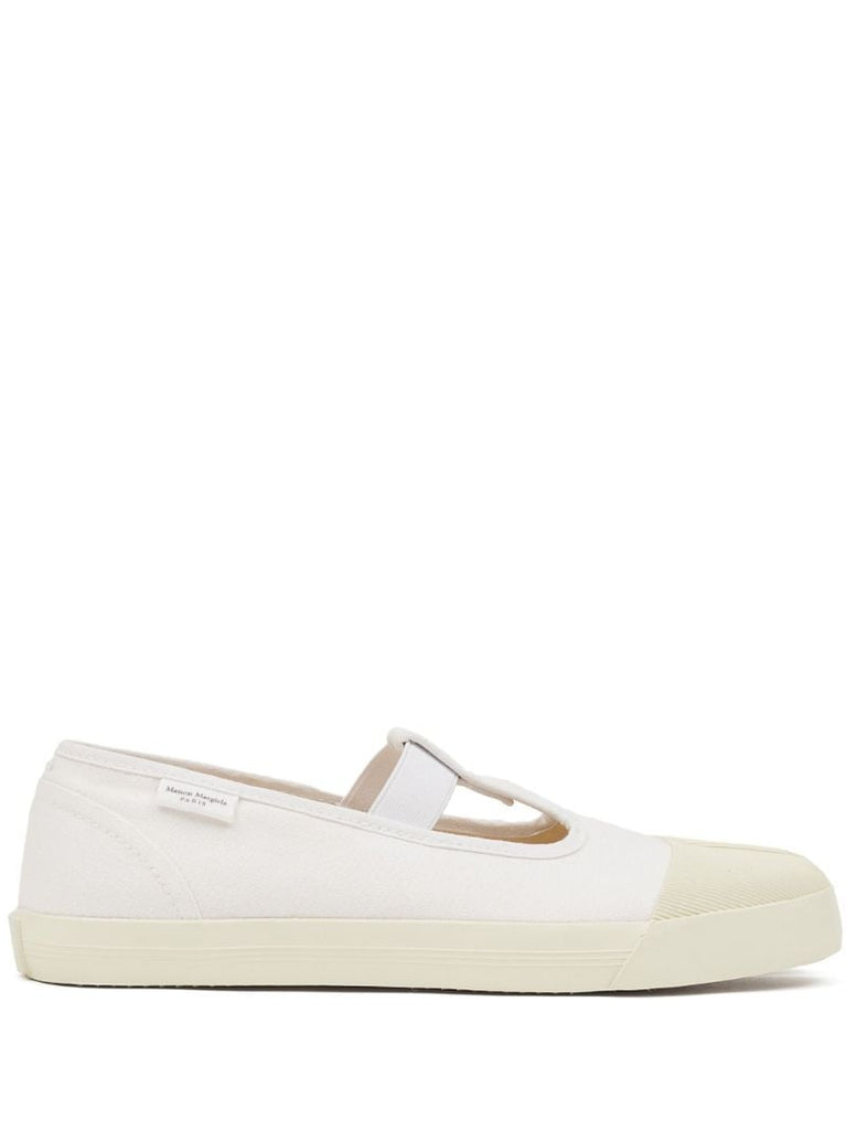 White Tabi T-bar Ballet Pumps