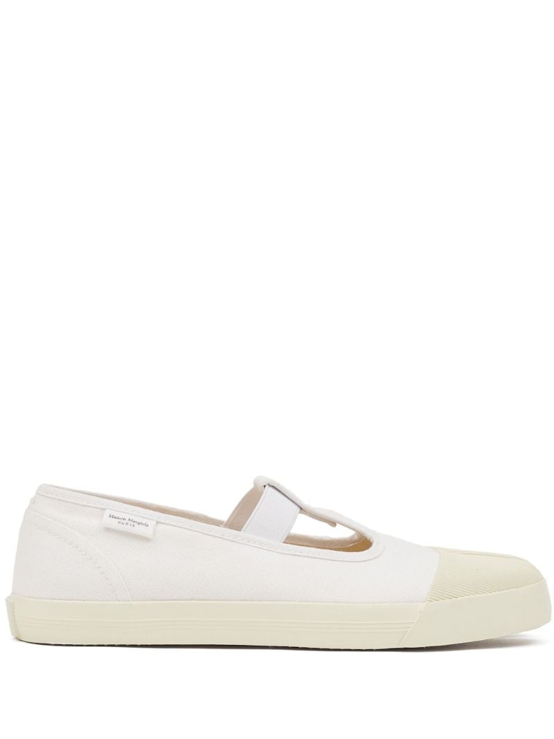 White Tabi T-bar Ballet Pumps