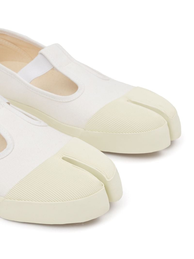 White Tabi T-bar Ballet Pumps