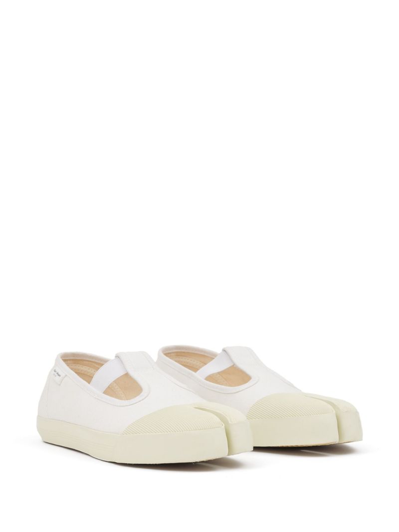 White Tabi T-bar Ballet Pumps