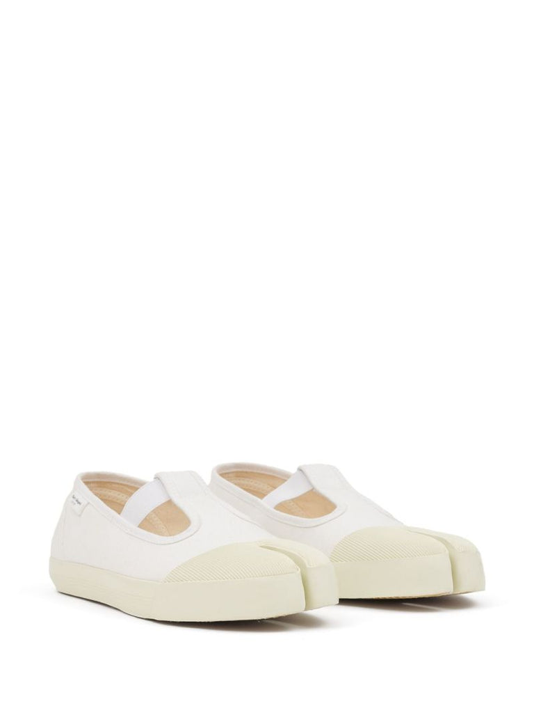 White Tabi T-bar Ballet Pumps