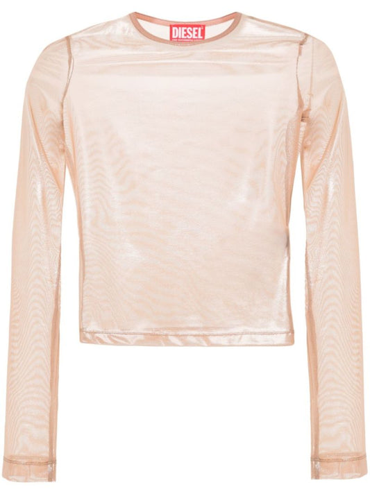 Neutral T-clau-m1 Tulle Top