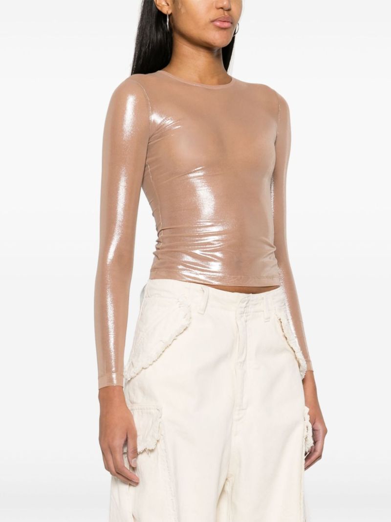 Neutral T-clau-m1 Tulle Top