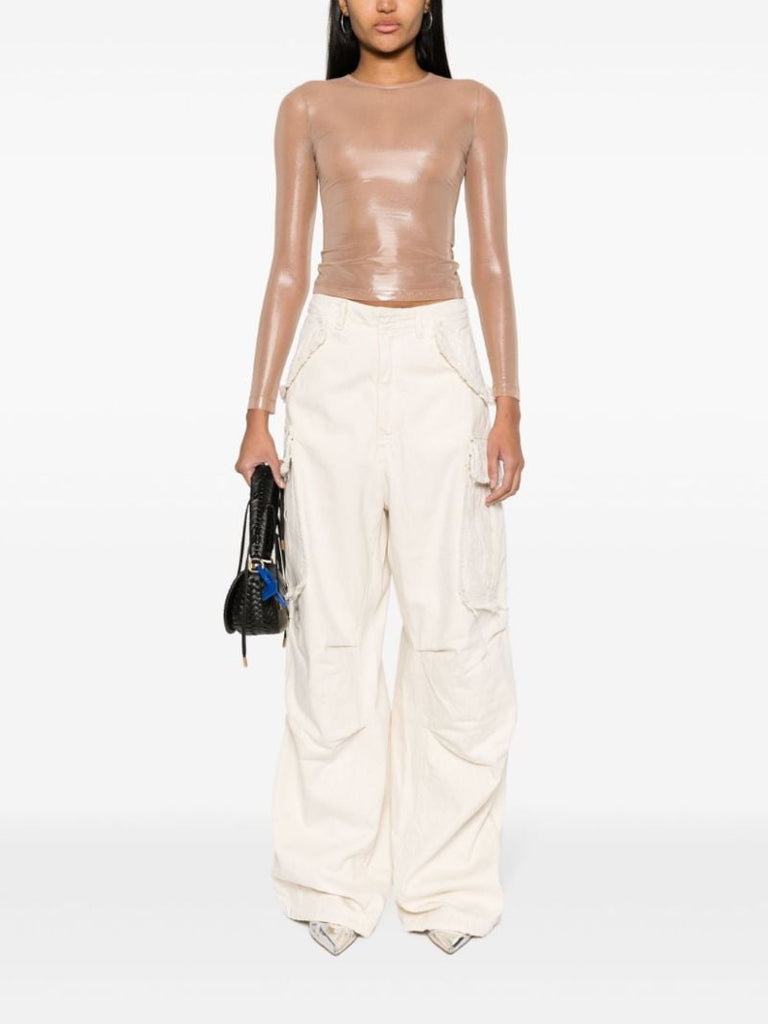 Neutral T-clau-m1 Tulle Top