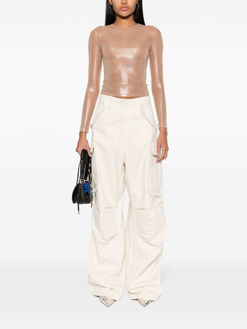 Neutral T-clau-m1 Tulle Top