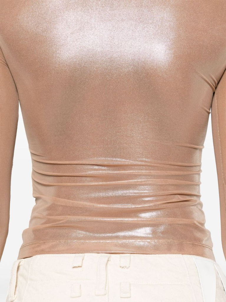 Neutral T-clau-m1 Tulle Top