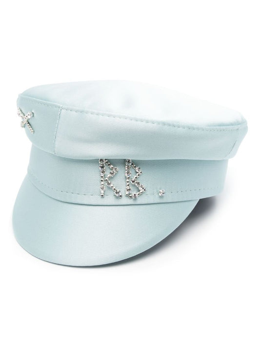 Blue Crystal Embellished Satin Hat