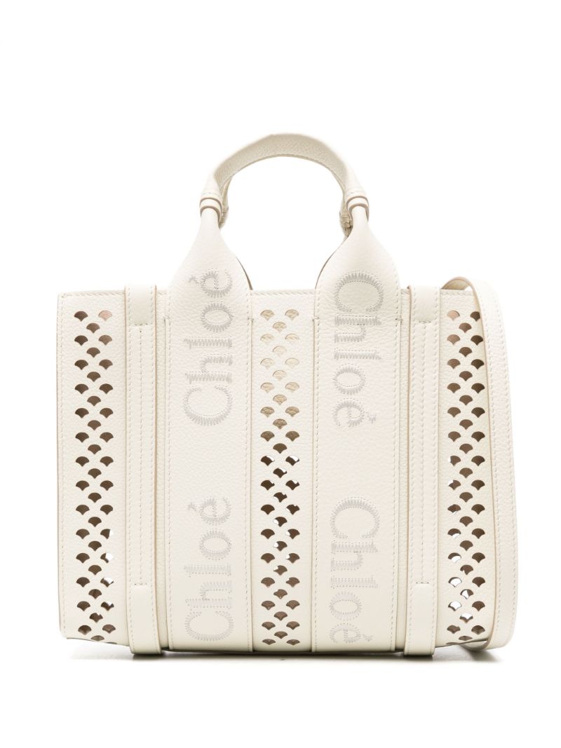 Neutral Woody Small Leather Tote Bag