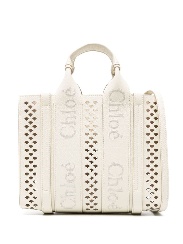 Neutral Woody Small Leather Tote Bag