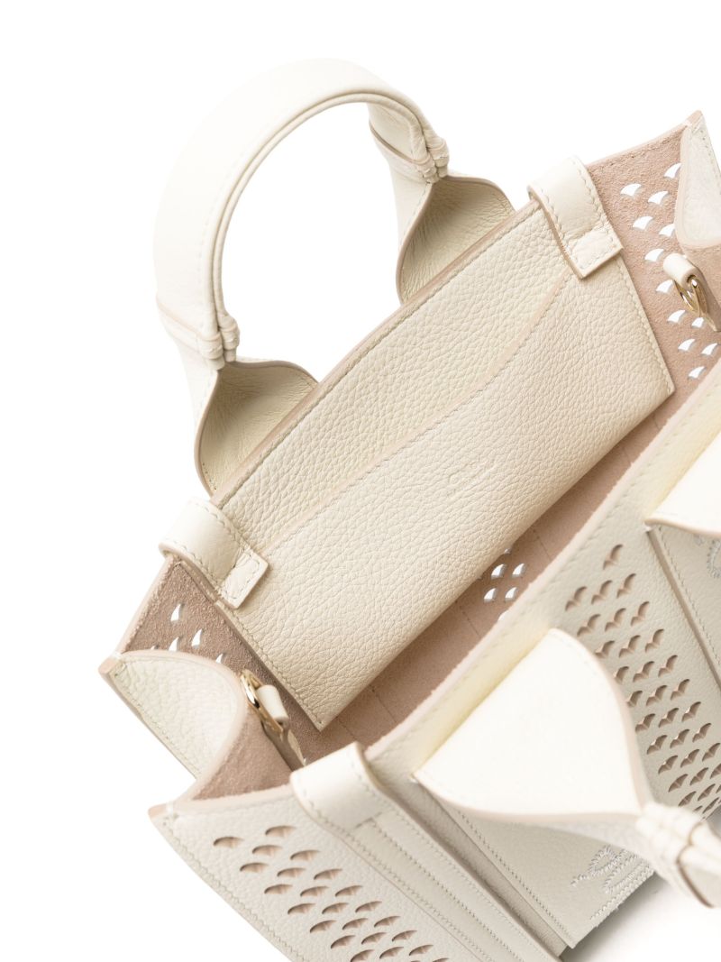 Neutral Woody Small Leather Tote Bag