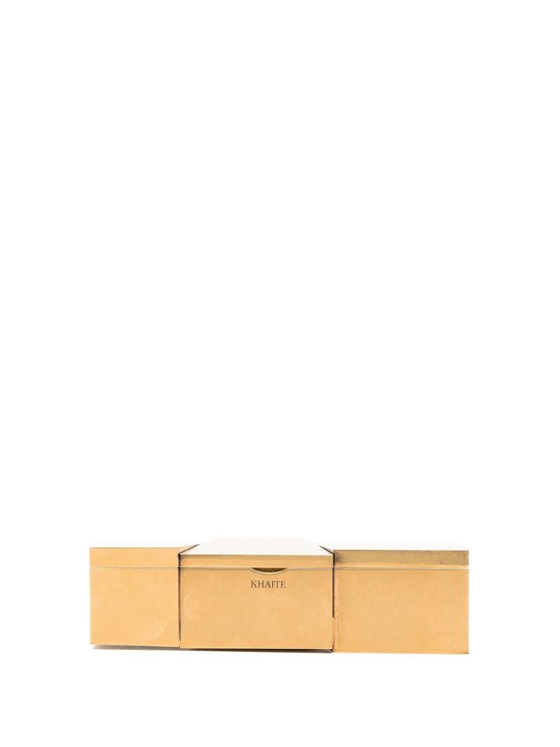 Gold-toned Metal Box Clutch Bag