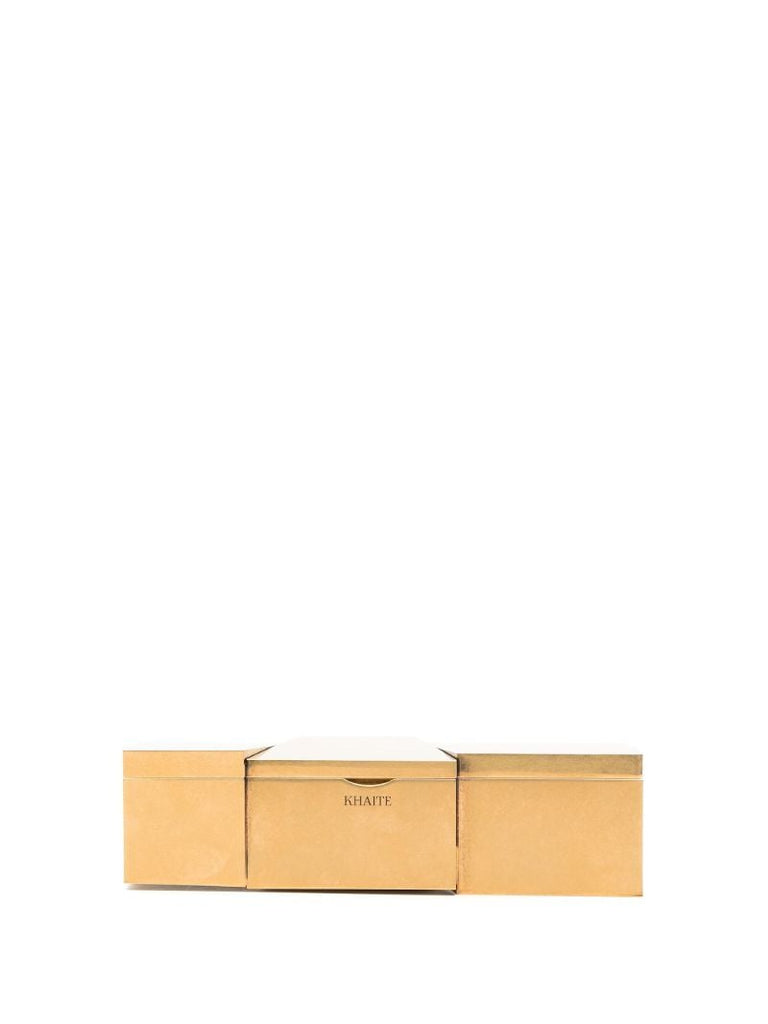 Gold-toned Metal Box Clutch Bag