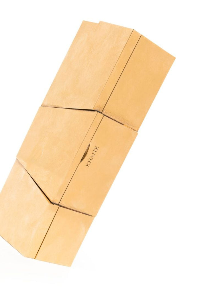 Gold-toned Metal Box Clutch Bag
