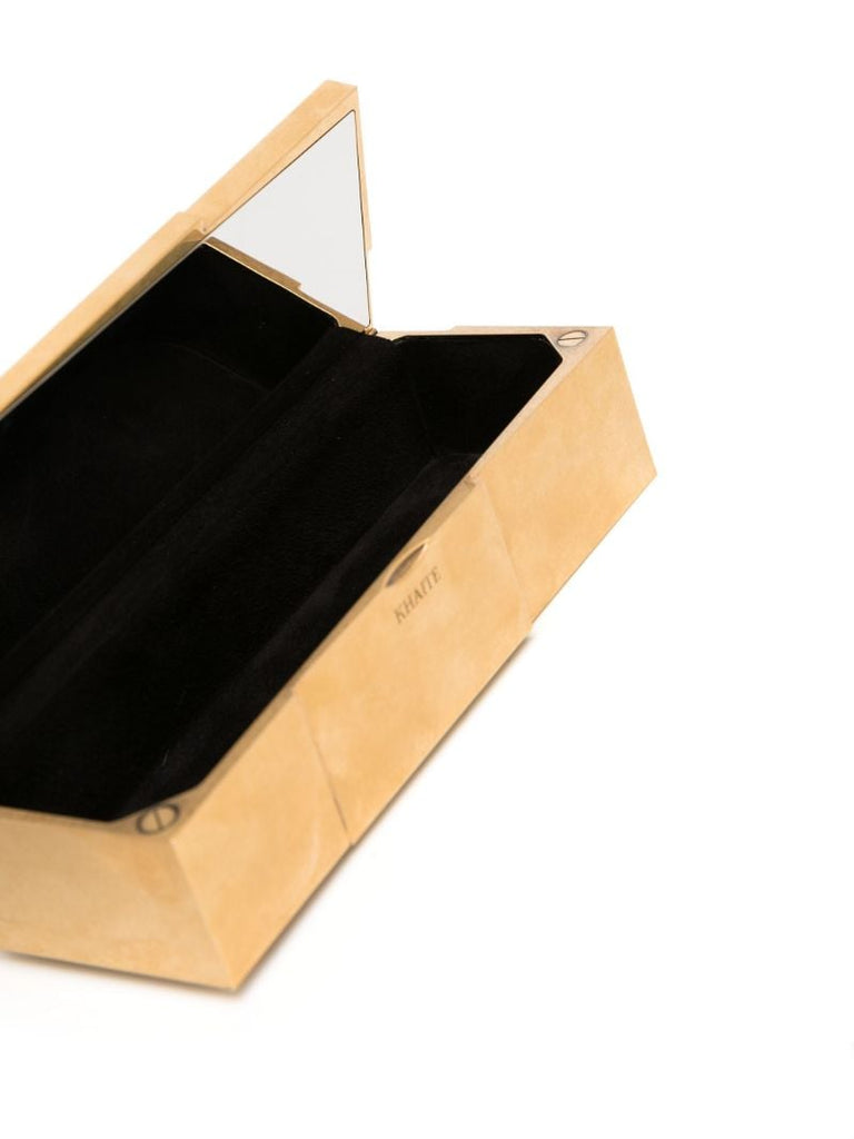 Gold-toned Metal Box Clutch Bag