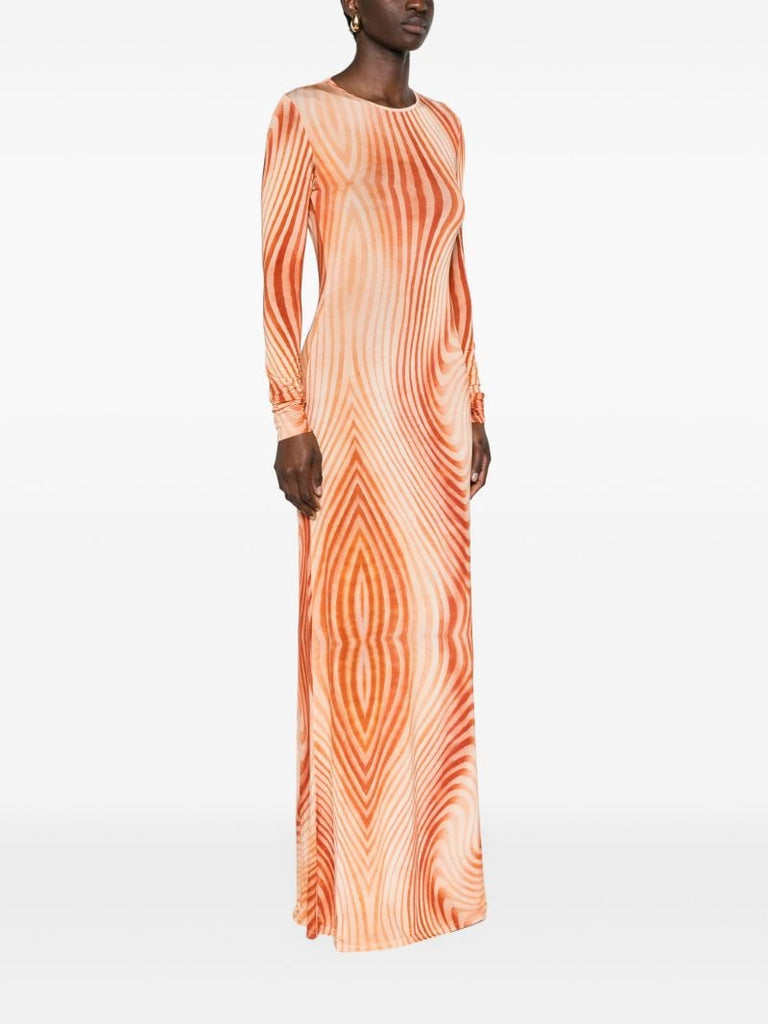 Orange Malloree Wave-print Dress