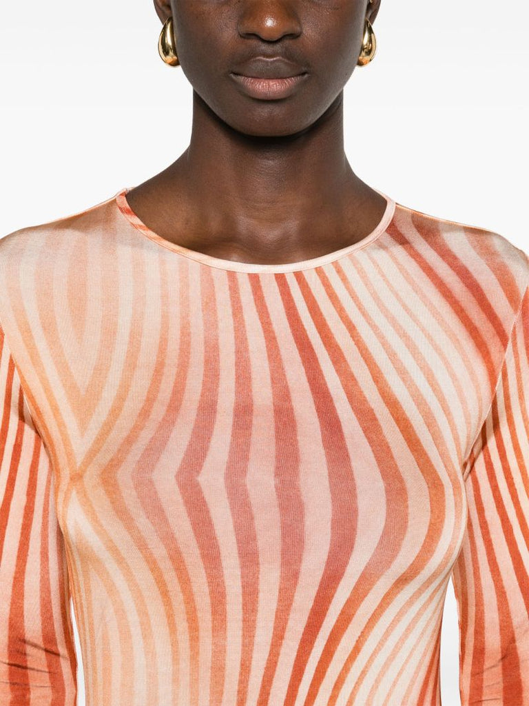 Orange Malloree Wave-print Dress