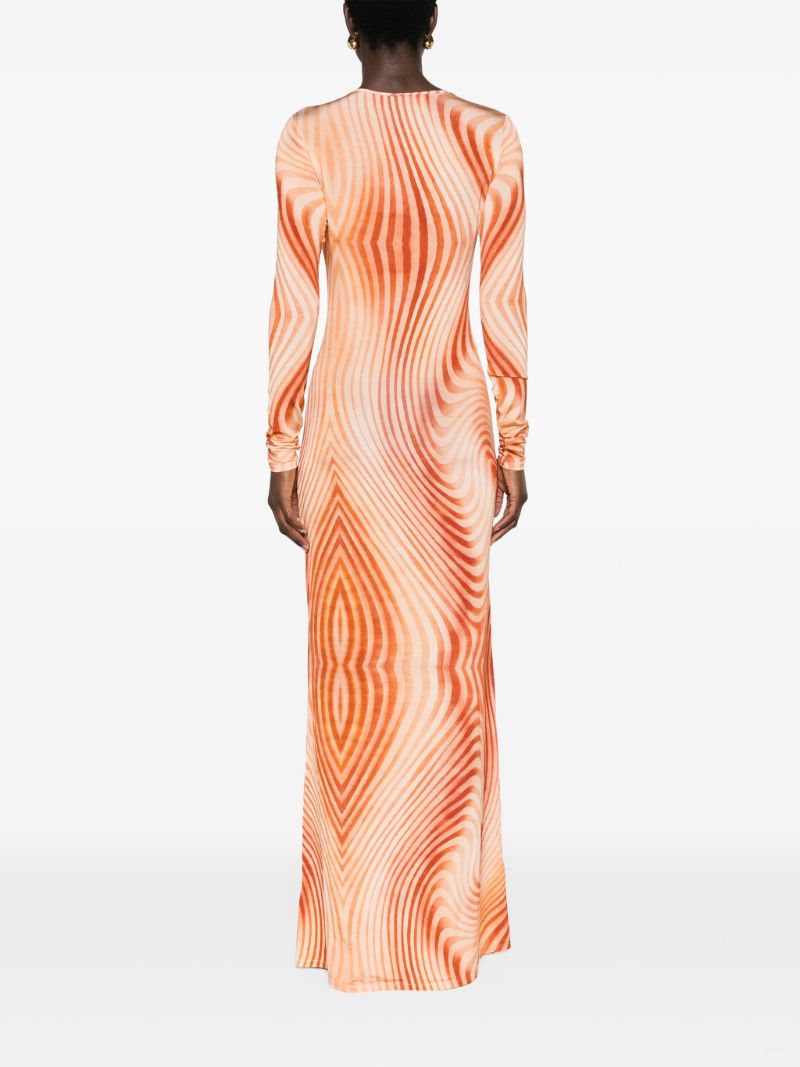Orange Malloree Wave-print Dress