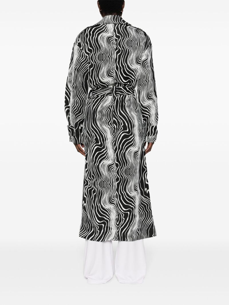 Black Faretta Wave-jacquard Coat