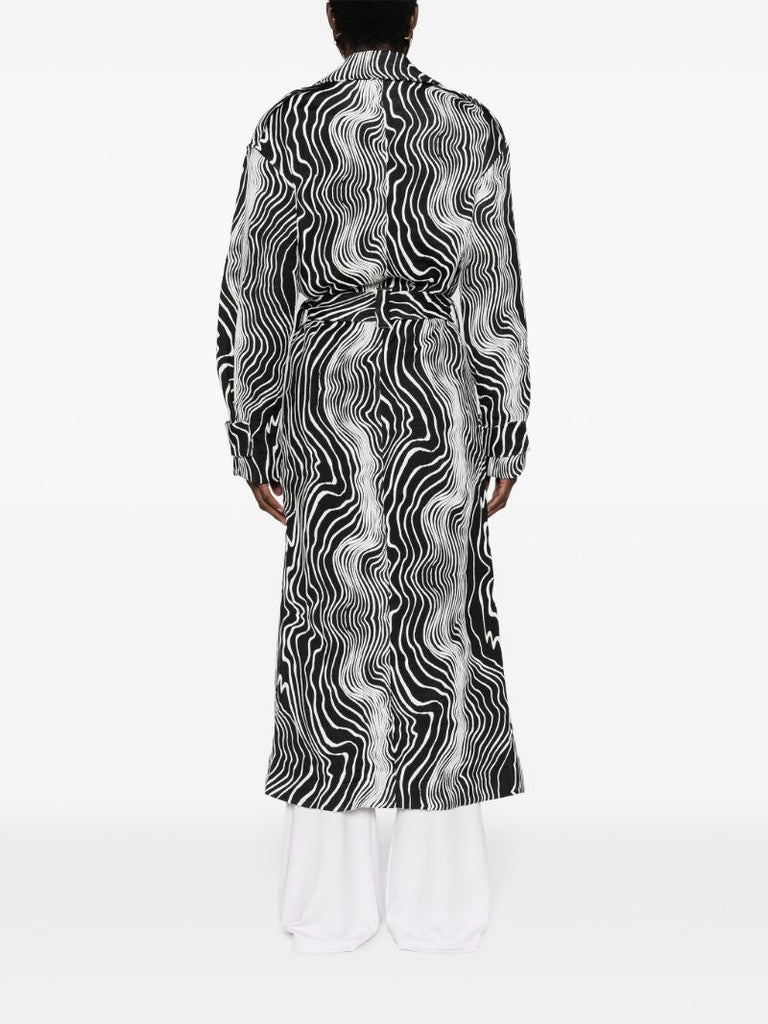 Black Faretta Wave-jacquard Coat