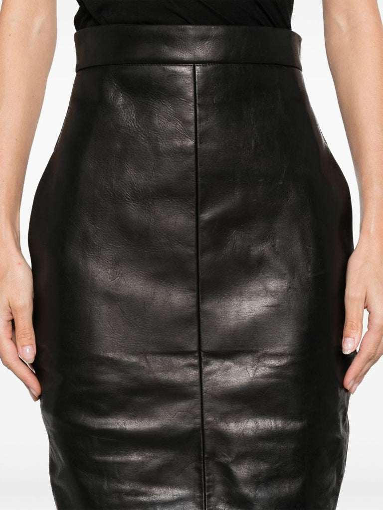 Black Dirt Pillar Leather Maxi Skirt