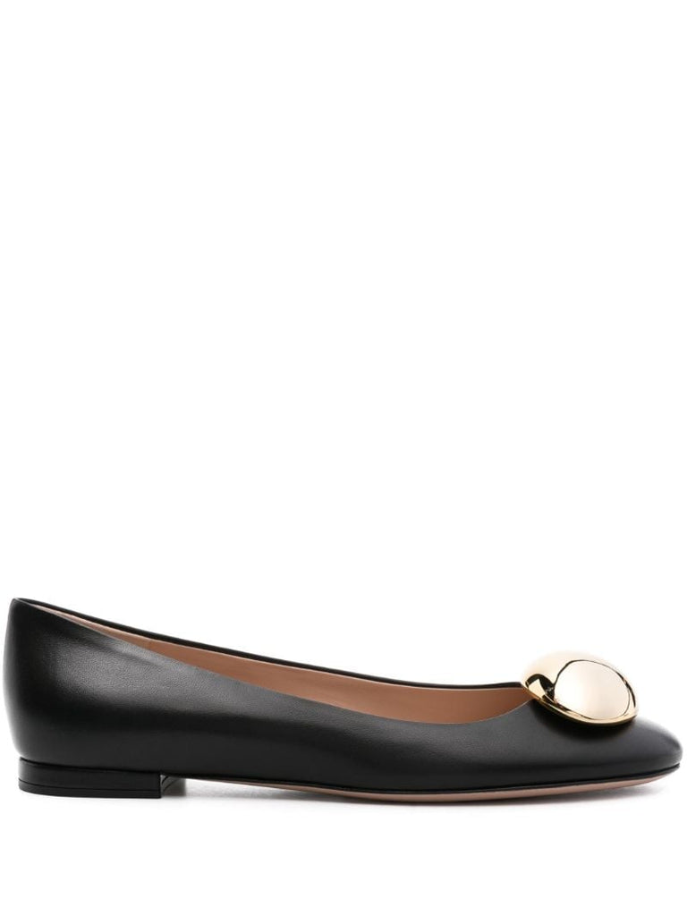 Black Leather Ballet Pumps