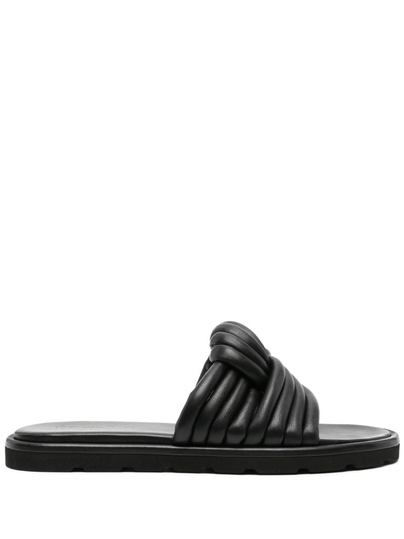 Black Ottavia Leather Slides