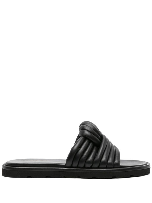 Black Ottavia Leather Slides