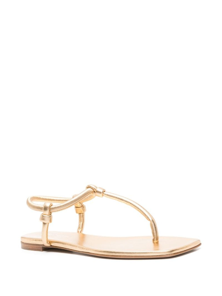 Gold Juno Leather Thong Sandals