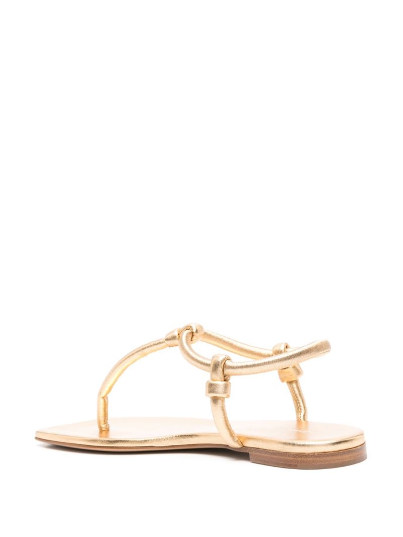 Gold Juno Leather Thong Sandals