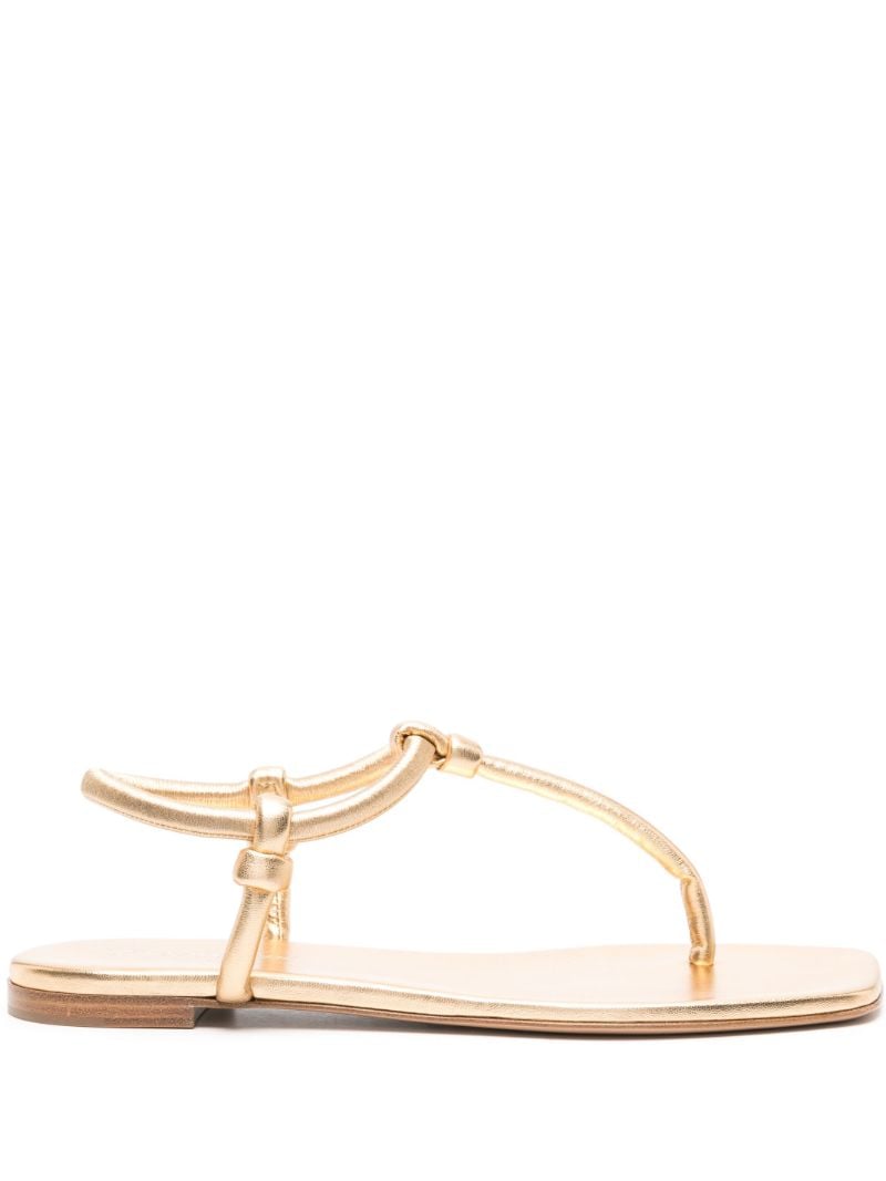 Gold Juno Leather Thong Sandals