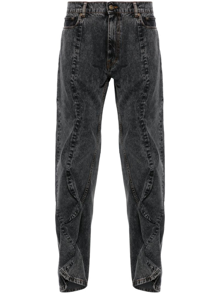 Black Evergreen Wire Faded Jeans