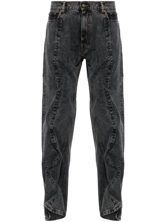 Black Evergreen Wire Faded Jeans