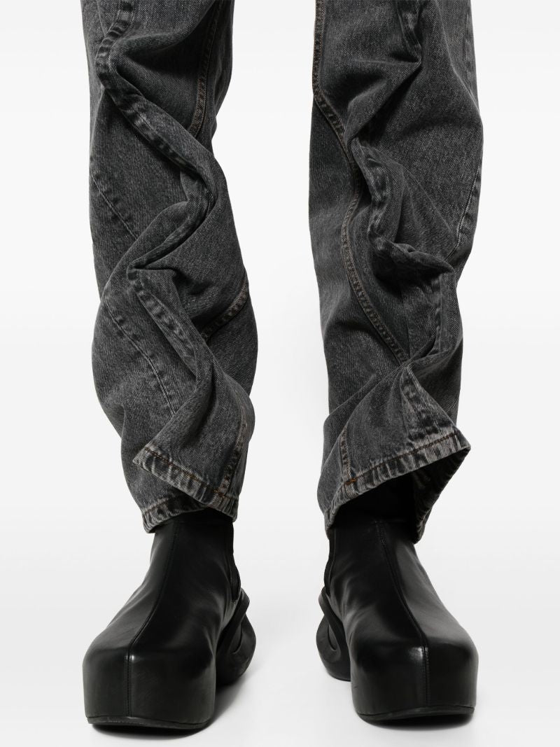 Black Evergreen Wire Faded Jeans